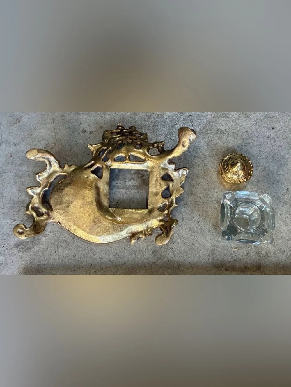 Rare Vintage Brass Ink Well Gold Color
